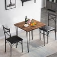 thumbnail image 3 of VECELO 3-Piece Dining Table Sets Wooden Square Table with 2 PU Chairs for Kitchen, Breakfast Nook, Small Space, Brown, 3 of 9