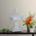 thumbnail image 4 of 15" White Distressed Metal Birdcage Lantern with Indoor/Outdoor LED Flameless Pillar Candle, 4 of 4