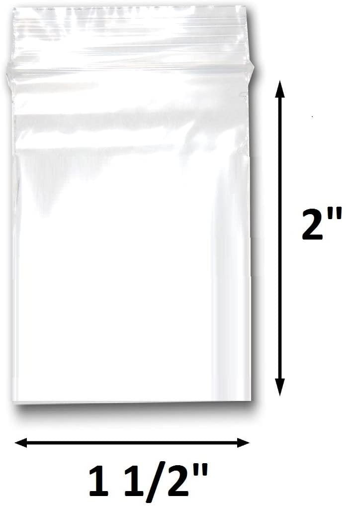 1 1/2" x 1 1/2 " Ziplock Bags Clear Plastic 200 Resealable Reclosable 2 mil USA 