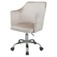 thumbnail image 1 of ACME Chaise de Bureau Pivotante en Velours Capitonné Champagne et Chrome, 1 of 8