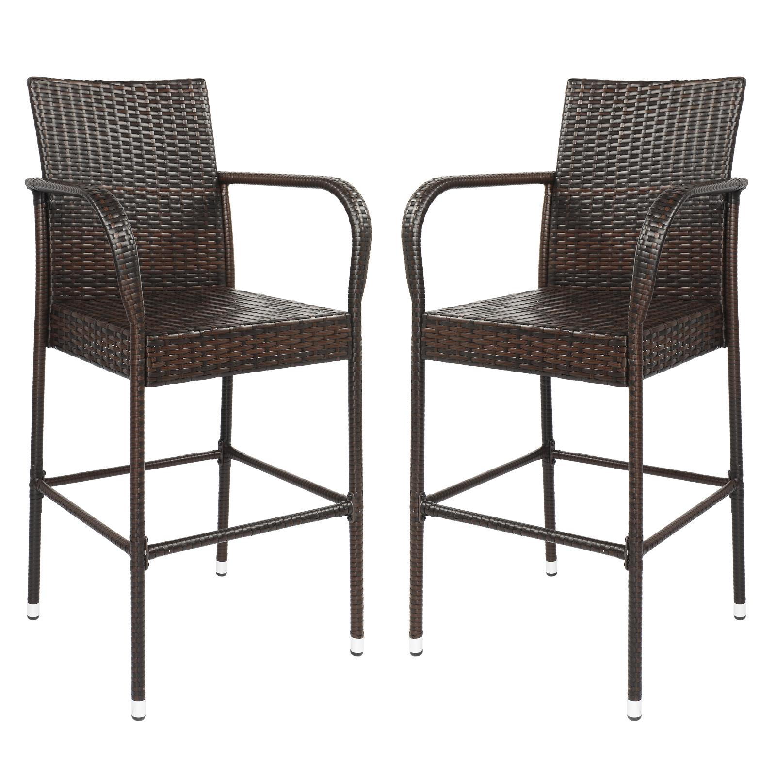 SamyoHome Wicker Bar Stools Outdoor Set of 2, Outdoor Bar Chairs - image 2 of 11