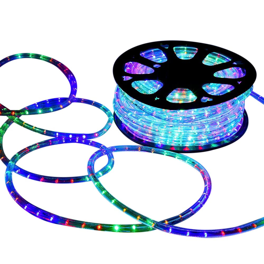 DELight 150Ft Rope Lights 1620 LED Outdoor String Lights Cuttable 2 Wire Waterproof Decorative RGBY Lighting for Deck Patio Backyards Garden Halloween Christmas Decorations