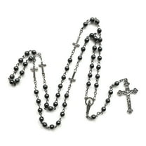 JUNTEX Fashion Handmade Round Beads Catholic Rosary Necklace Cross Pendant Religious Jesus Necklaces Men Women Jewelry