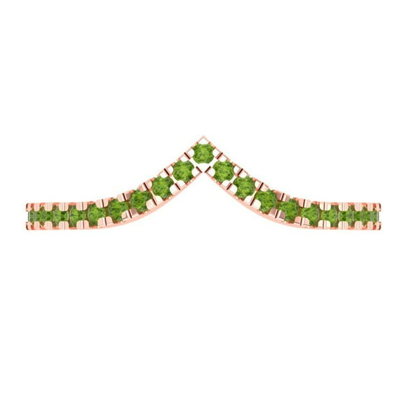 0.1725 ctw Wedding Band for Women - 14K Rose Gold Natural Peridot Stackable Eternity Ring