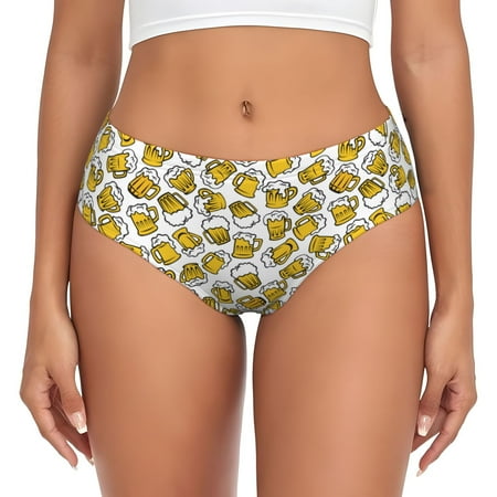 Womens Underwear - Beer print A No Show Seamless Underwear for Women  Soft Stretch Womens Panties  Hipster Ladies Panties Bikini Underwear Briefs