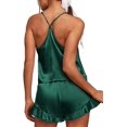thumbnail image 2 of Women's Sexy Silk Satin Ruffled Pajamas Sets Cami Shorts Sets Sleepwear, 2 of 4