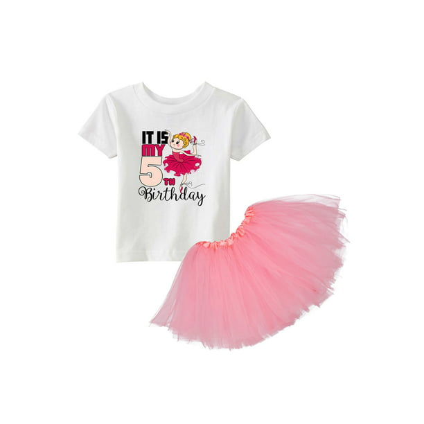 Awkward Styles 5th Birthday Shirt Ballerina Tutu Skirt Set Girl's Fifth Outfit -
