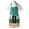 thumbnail image 4 of Flip Flop Apron, Scribbled Hand Drawn Style Beach Sandals with a Message on Oceanic Background, Unisex Kitchen Bib with Adjustable Neck for Cooking Gardening, Adult Size, Multicolor, by Ambesonne, 4 of 4