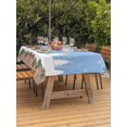 thumbnail image 2 of Outdoor Tablecloth with Umbrella Hole and Zipper, Christmas Blue Rectangle Table Cloth 54x80 Inch Waterproof Tablecloth, White Xmas Tree Forest Poinsettia Rustic Wooden Picnic Table Cover for Patio, 2 of 7