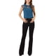 thumbnail image 2 of INSPIRAR CHIC Blusa de manga corta con cuello Peter Pan para mujer M Azul Pavo Real, 2 of 7