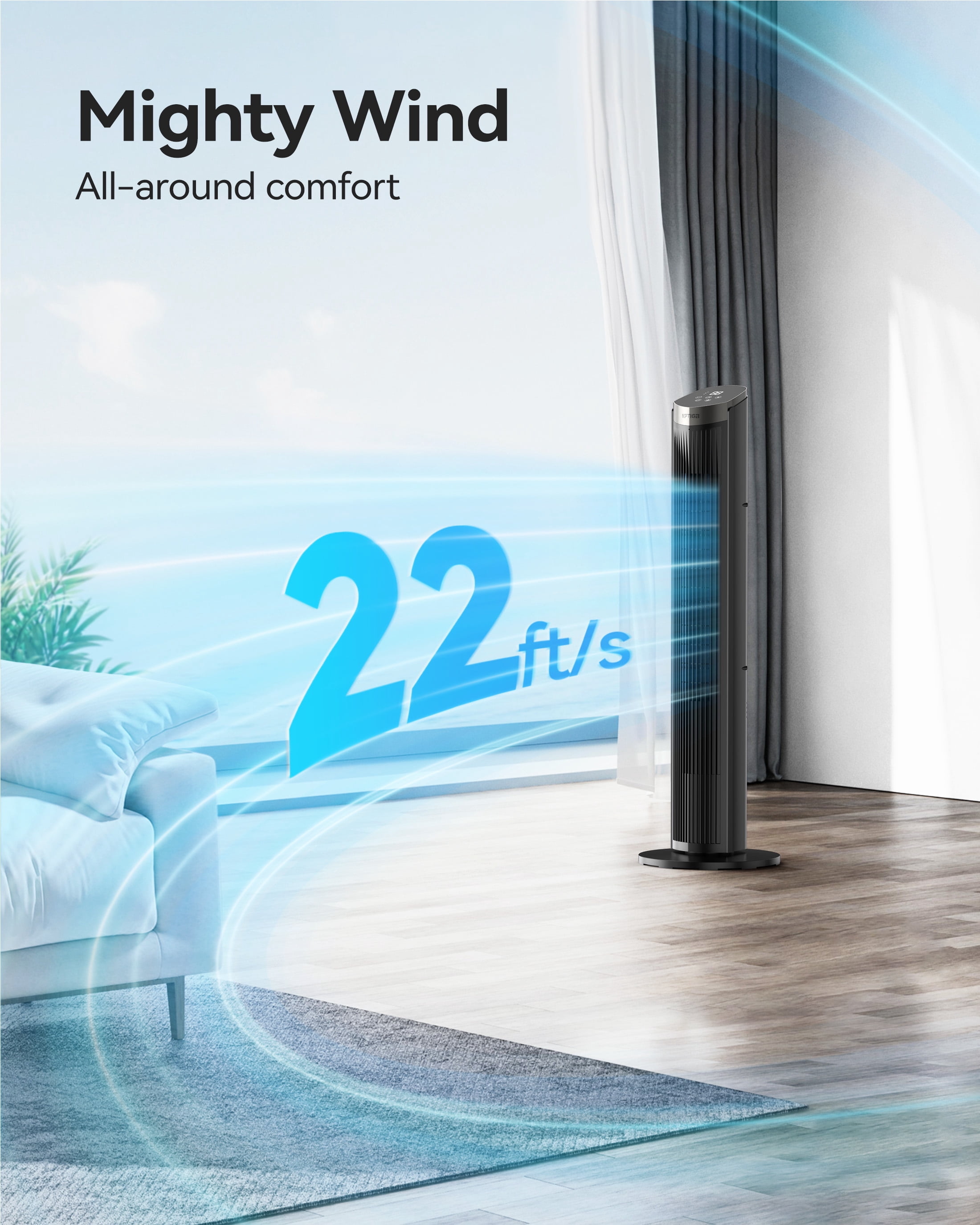 NFTIGB 40 inch Tower Fan for Home, 70° Oscillating Standing Floor Fan with Remote, 5 Speeds 3 Modes with Remote Bladeless Fan, New