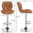 thumbnail image 3 of Alden Design Adjustable Counter-Height Bar Chair Faux Leather Modern Bar Stool,Set of 2, Retro Brown, 3 of 12
