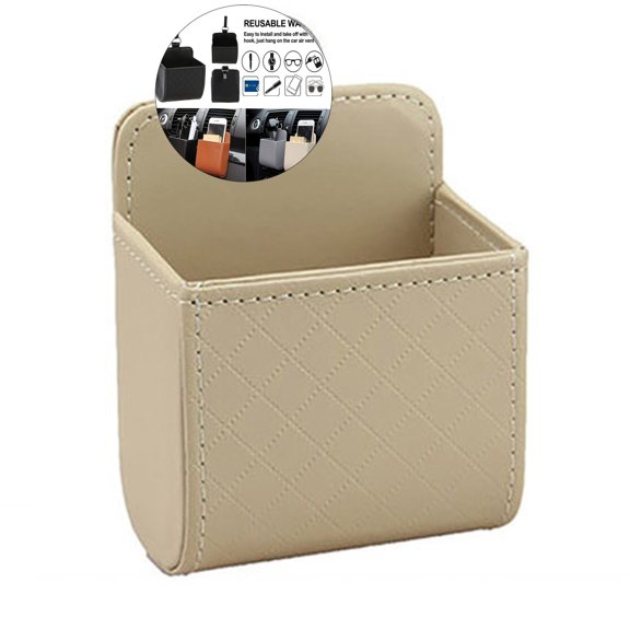 WNFJR Car Air Vent Storage Bag PU Car Organiser Air Ventilation Organizer Bag Box with Hook for Keys, Coins, Bill Deposit, Mobile Phones