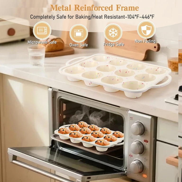 AOKIWO 2-Piece Silicone Muffin Pan, 12-Cup photo 7
