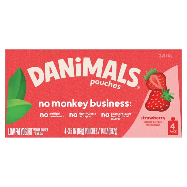 Danimals Strawberry Pouches | Yogurt product handling for