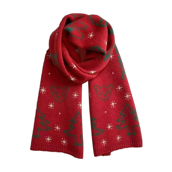 Cheapark 67x12 Inch Unisex Christmas Scarf - Printed Imitation Wool Neck Shawl, Warm Winter Gift for Women & Holiday Home Use