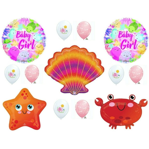 Seashell It's a Girl Baby Shower Balloons Decorations Under The Sea Ocean