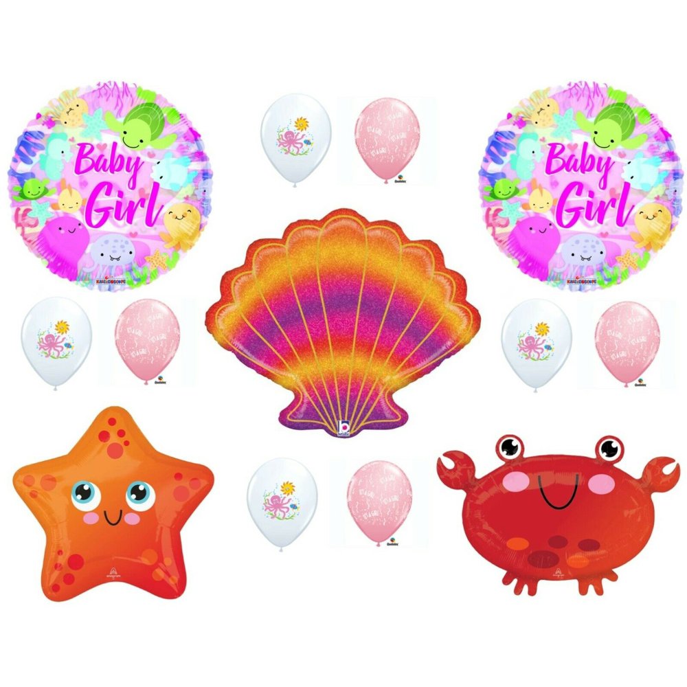 Seashell It's a Girl Baby Shower Balloons Decorations Under The Sea