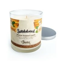 Sandalwood Scented Natural Soy Candle, Essential Fragrance Oils, 100% Soy, Phthalate & Paraben Free, Clean Burning, 9 Oz.