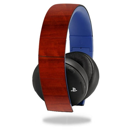 Cherry Headphone - MightySkins Protective Vinyl Skin Decal Cover for Sony PS4 Gold Wireless Headset Headphones Sticker Skins Cherry Wood