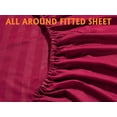 thumbnail image 5 of Bed Sheet 6 Piece, 100% Egyptian Cotton, 15" Deep Pocket, 600 Thread Count - Burgundy Stripe, Olympic Queen Size., 5 of 5