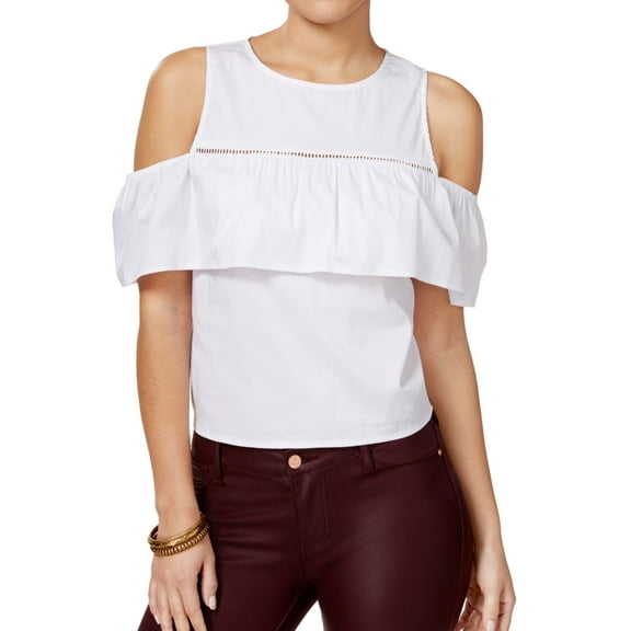 BCX Womens Cold Shoulder Knit Blouse, White, Juniors, X-Small