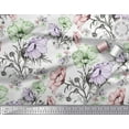 thumbnail image 3 of Soimoi Georgette Viscose Fabric Leaves & Anemone Flower Printed Craft Fabric by The Yard 42 Inch Wide, 3 of 3