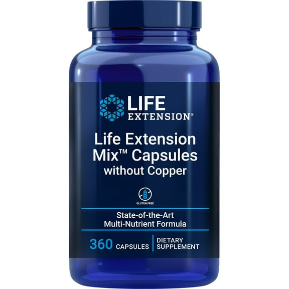 Life Extension Mix Capsules without Copper - High-Potency Vitamin, Mineral, Fruit and Vegetable Supplement - Complete Daily Veggies Blend for Whole-Body Health Support - Gluten-Free - 360 Capsules