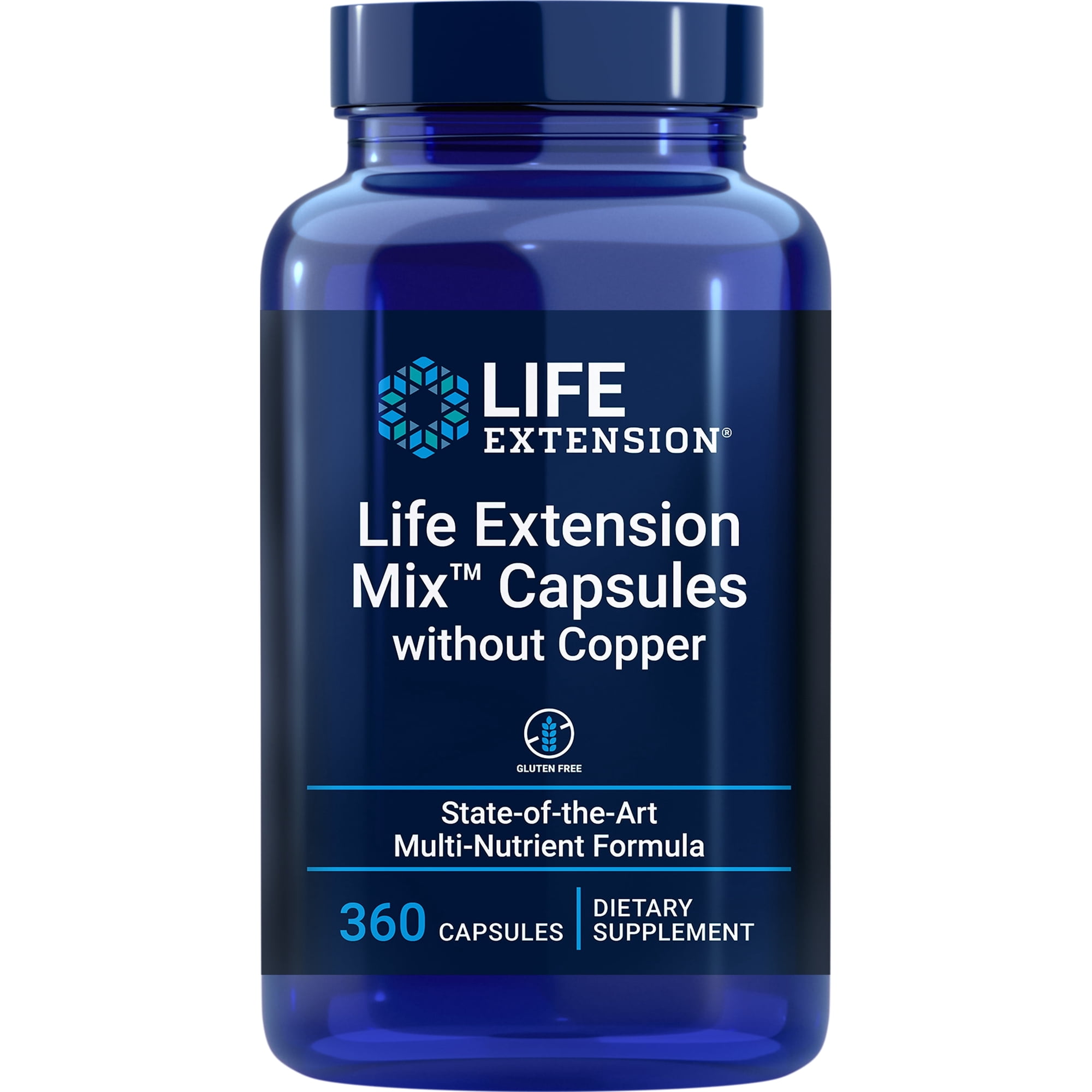 Life Extension Mix Capsules without Copper - High-Potency Vitamin, Mineral, Fruit and Vegetable Supplement - Complete Daily Veggies Blend for Whole-Body Health Support - Gluten-Free - 360 Capsules