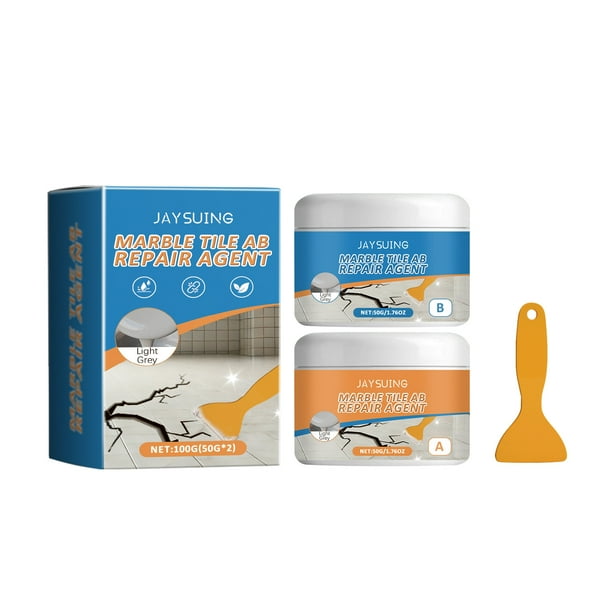 Kit de Reparación de Baldosas de Cerámica - Pasta Adhesiva de Alta Viscosidad para Pequeños Baches, Grietas y Restauración de Esmalte - Incluye Pegamento A&B y Raspador - 8 Opciones de Color para Un