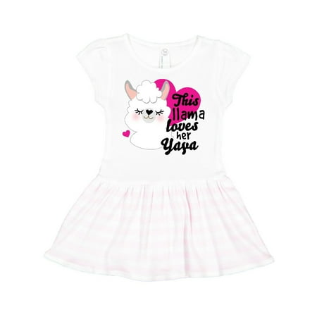 

Inktastic Valentines Day This Llama Loves Her Yaya Gift Toddler Girl Dress