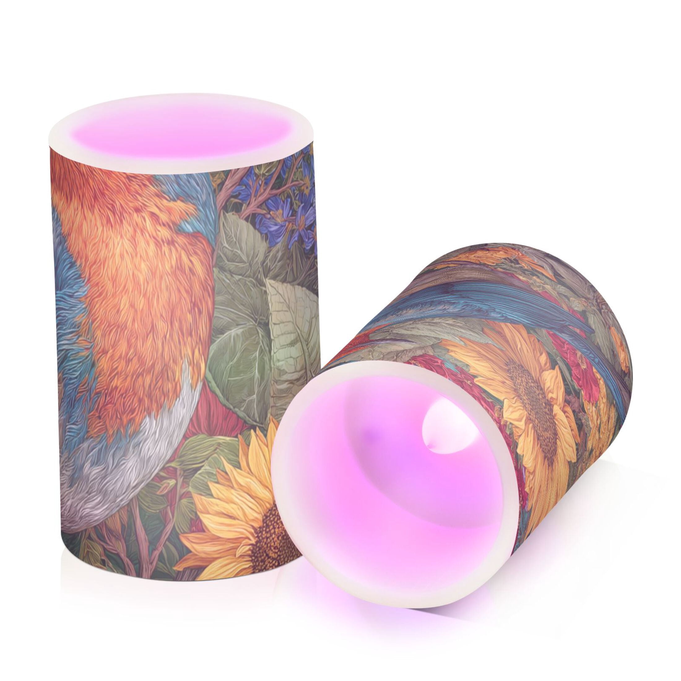 Robin Flickering Flameless Candles Battery Operated with Remote Timer LED Pillar Candles Set of 2