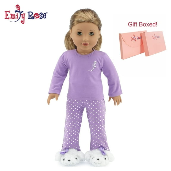 Emily Rose 18 Inch Doll Clothes Accessories Gift Set Kids Girls | 18" Doll Pajamas PJs Sleepwear Outfit, Including Puppy Doll Slippers Accessory | Gift Boxed! | Fits 18" My Life As Dolls