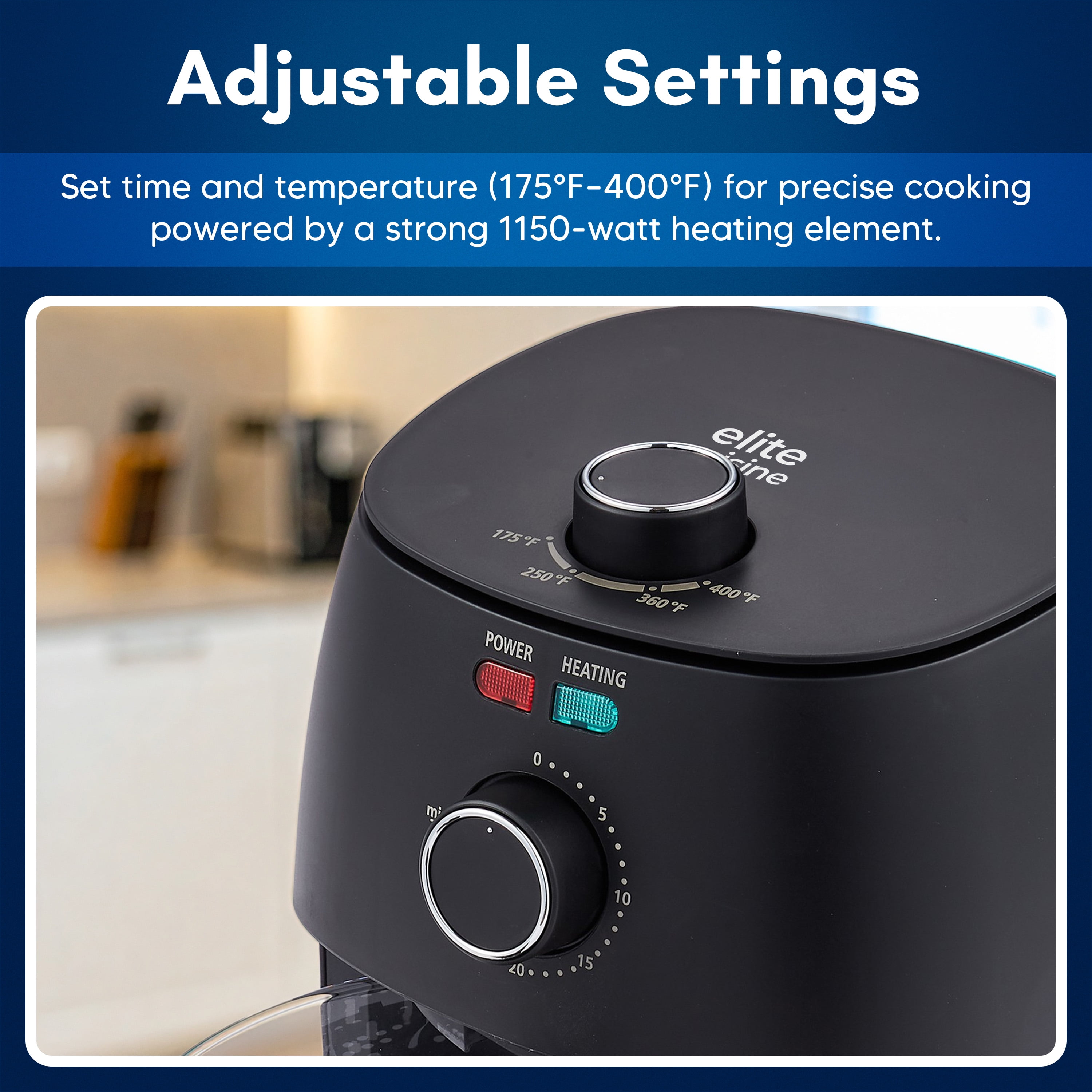 Elite Gourmet EAFL2500 2.3L Glass Air Fryer