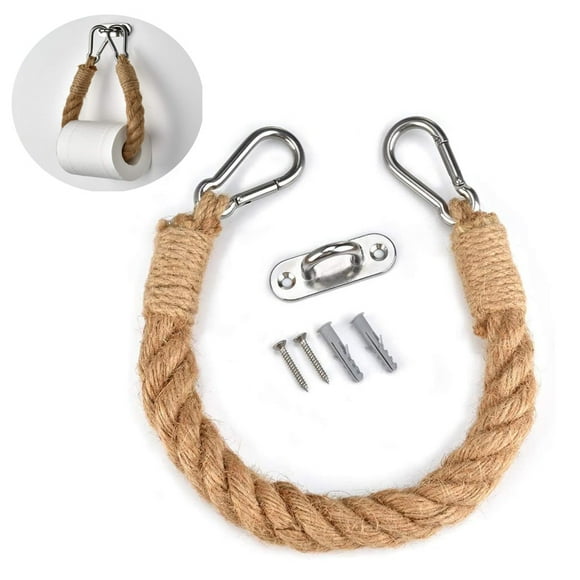 Curtain Tie Back, Rustic Decor With Solid Mounting, Extra Thick Jute Rope For Industrial Style Bathroom Decoration