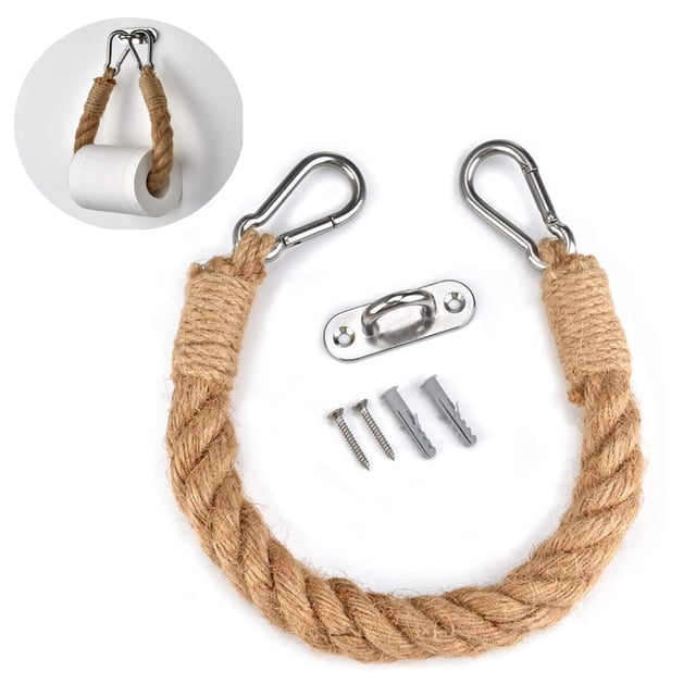Curtain Tie Back, Rustic Decor With Solid Mounting, Extra Thick Jute Rope For Industrial Style Bathroom Decoration