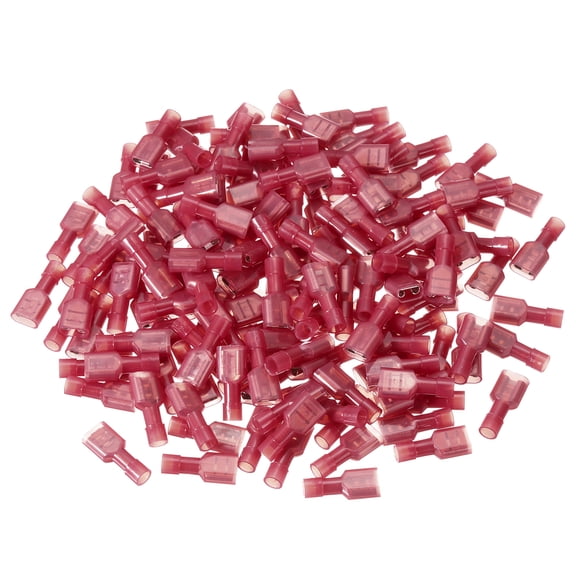 Uxcell 150PCS Female Spade Connector 22-18 AWG Nylon Quick Disconnect Red