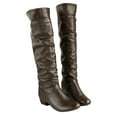 thumbnail image 2 of symoid Womens Mid Calf Boots- Winter Elegant Knee High Boots Black Brown High Tube Flat Heels Shoes Brown 41, 2 of 9