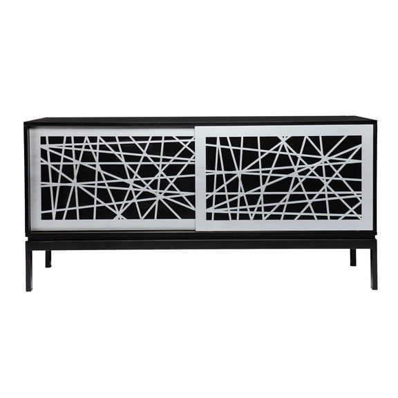 Southern Enterprises 57" Black and Silver Contemporary Media Cabinet
