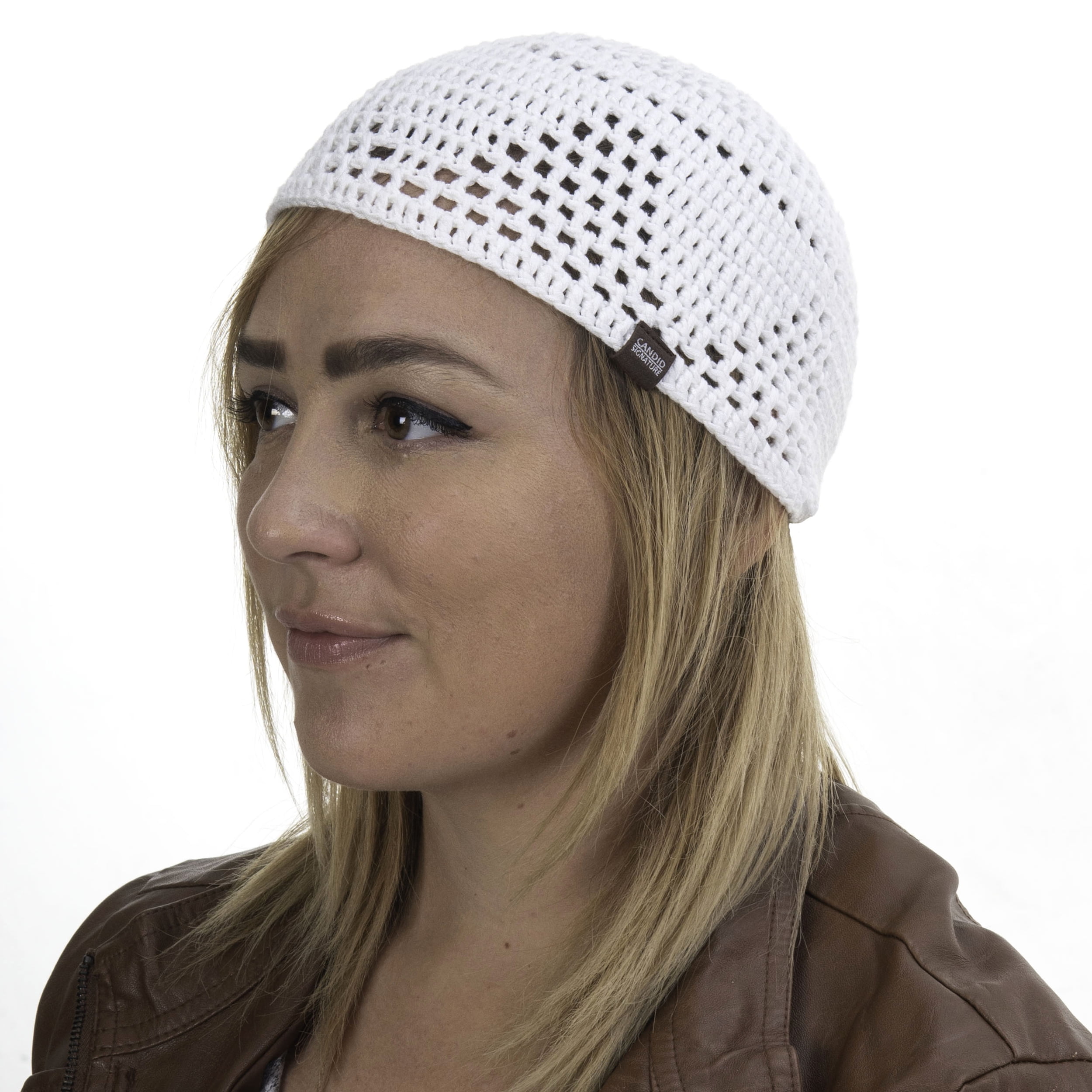 Handmade Skull Cap Beanie Kufi with Open Triangle Knit Soft and