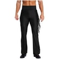 thumbnail image 5 of Kaerm Men's Ballroom Latin Dance Outfit Rhinestones Bodysuit with Flared Pants Black XXL, 5 of 7