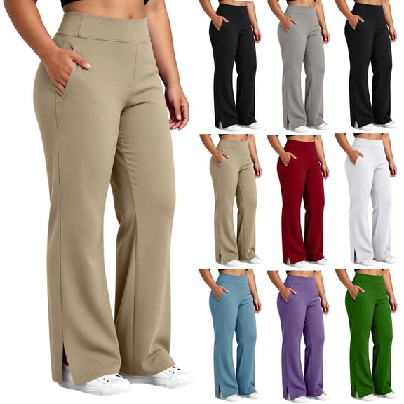 Plus Size Women’s Yoga Pants Elastic High Waist Casual Sweat Pants Side Split Relaxed Fits Workout Trousers with Pockets
