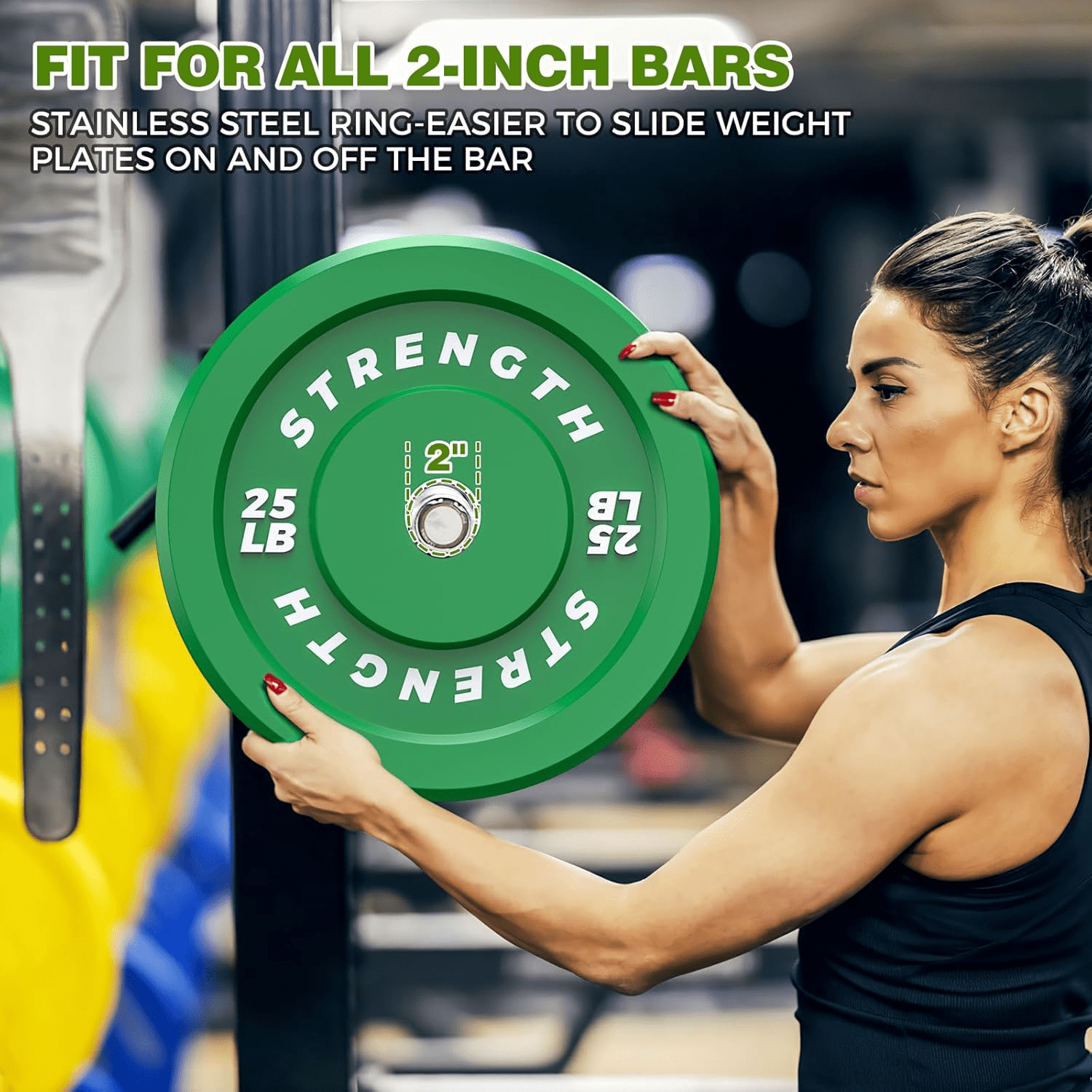 GIKPAL 260lbs 2-inch Olympic Weight Plates,10lb to 45lb Rubber Bumper Plates with Steel Hub for Strength Training, Weightlifting, Crossfit,Weight Plate for Barbell