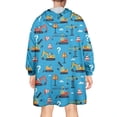 thumbnail image 2 of Wearable Oversized Blanket,Cartoon Construction Vehicles Signs Wearable Blanket Hoodie for Adults,Cozy Hooded Blankets with Super Pockets,Super Warm Fuzzy Pullover for Women & Men, 2 of 6