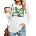 thumbnail image 2 of Uootdi St Patricks Day Long Sleeve Shirts for Women Retro Lucky Clover Tshirt Irish Shamrock Graphic Tee Tops Gift, 2 of 7