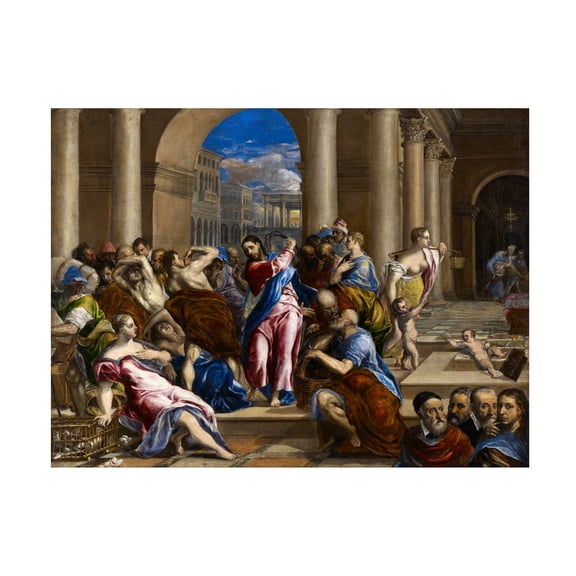El Greco 'Christ driving out the money changers from the temple' Canvas Art