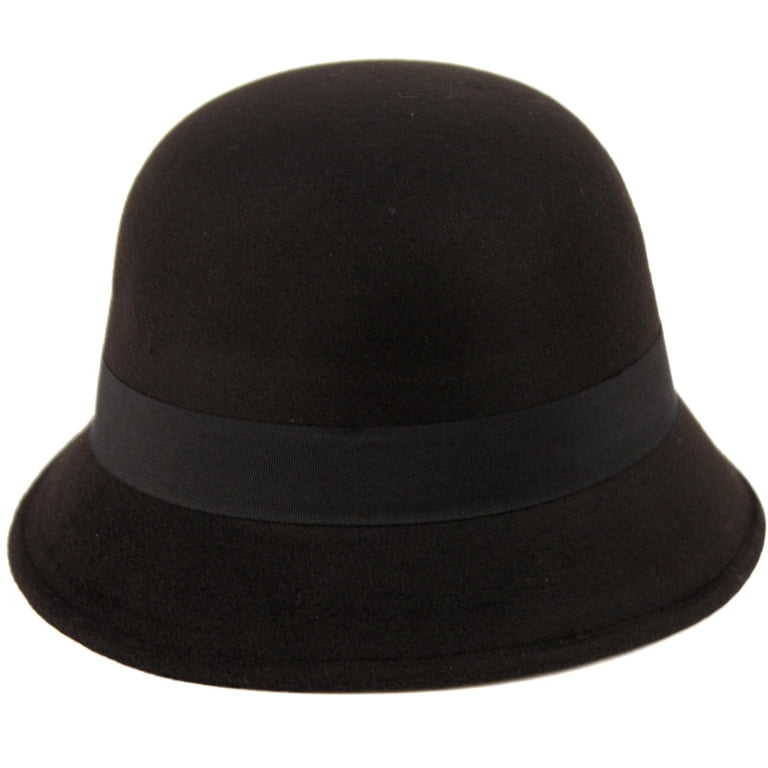 Womens 1920s Vintage Wool Felt Cloche Bucket Bowler Hat  display picture 1