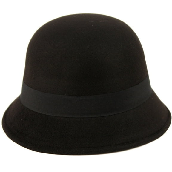 Womens 1920s Vintage Wool Felt Cloche Bucket Bowler Hat Winter