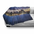 thumbnail image 3 of City Soft Flannel Fleece Throw Blanket, Auckland the Biggest City in New Zealand Waterfront Travel Destination, Cozy Plush for Indoor and Outdoor Use, 60" x 80", Navy Blue Pale Yellow, by Ambesonne, 3 of 6