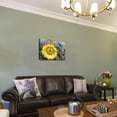 thumbnail image 2 of Bathroom Sunflower Canvas Wall Art Blue Butterfly Picture Spring Florals Painting Yellow Gray Print Artwork Framed for Bedroom Kitchen Dinning Room Living Room Office Home Decor 16"x12", 2 of 6